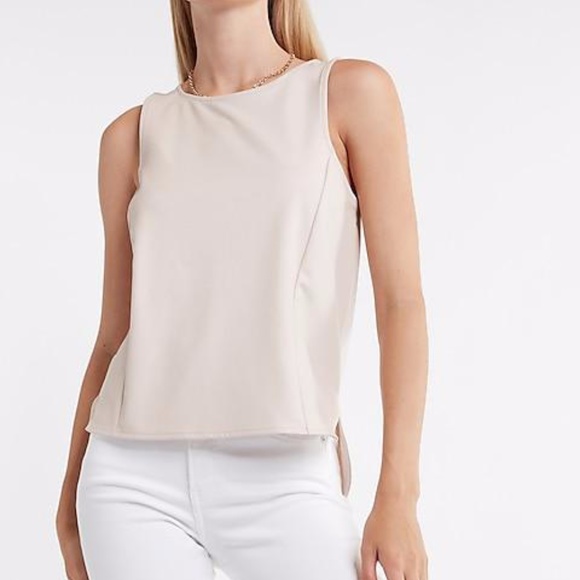 NEW Express Faux Leather Crew Neck Tank Cream Womens XL - Picture 1 of 6